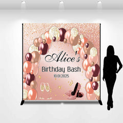 Lofaris Rose Gold Balloons Custom Name Birthday Backdrop