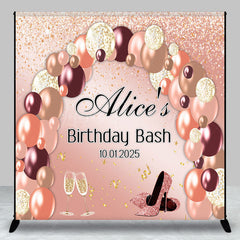 Lofaris Rose Gold Balloons Custom Name Birthday Backdrop