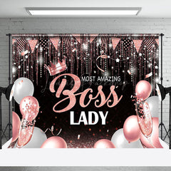 Lofaris Rose Gold Balloons Most Amazing Boss Lady Backdrop