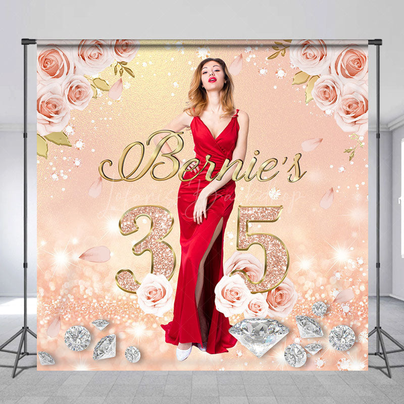 Lofaris Rose Gold Diamonds Custom 35th Birthday Backdrop