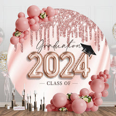 Lofaris Rose Gold Glitter 2024 Circle Backdrop For Grad Party