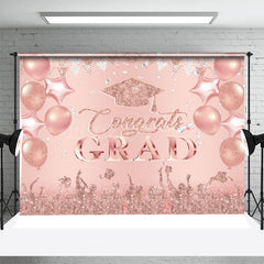 Lofaris Rose Gold Glitter Balloon Flag Graduation Backdrop