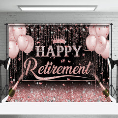 Lofaris Rose Gold Glitter Balloons Happy Retirement Backdrop