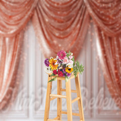 Lofaris Rose Gold Glitter Curtain Retro Wall Photo Backdrop