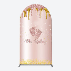 Lofaris Rose Gold Glitter Footprints Oh Baby Arch Backdrop