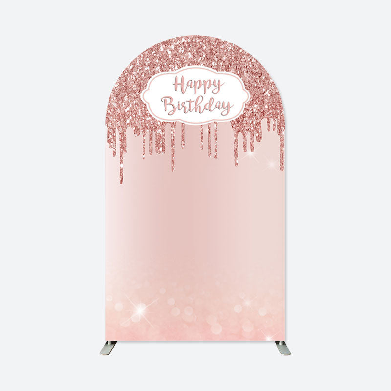 Lofaris Rose Gold Happy Birthday Double Sided Arch Backdrop