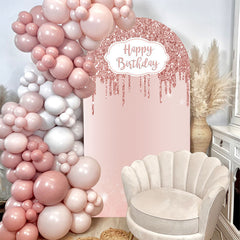 Lofaris Rose Gold Happy Birthday Double Sided Arch Backdrop