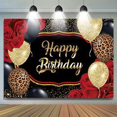 Lofaris Rose Gold Leopard Balloons Happy Birthday Backdrop