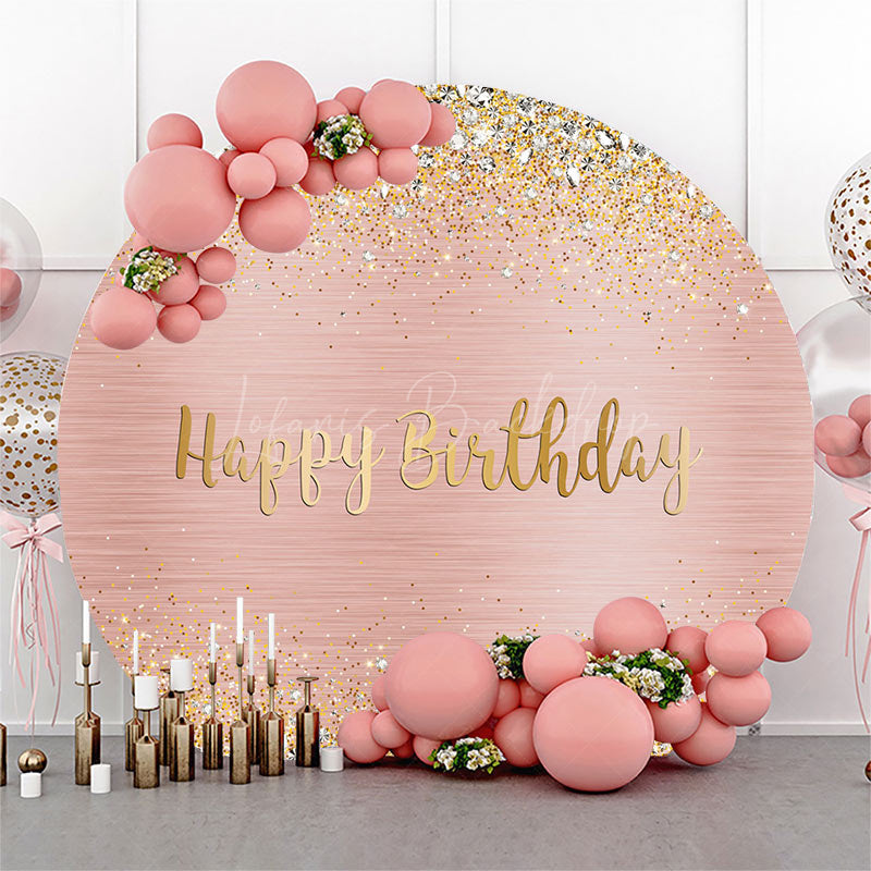 Lofaris Rose Gold Silver Glitter Round Backdrop For Birthday