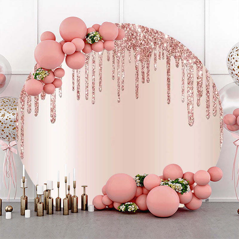 Lofaris Rose Gold Solid Color Glitters Round Party Backdrop