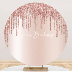 Lofaris Rose Gold Solid Color Glitters Round Party Backdrop