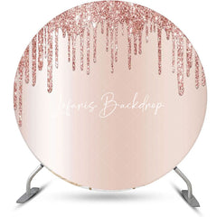 Lofaris Rose Gold Solid Color Glitters Round Party Backdrop