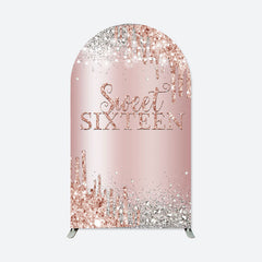 Lofaris Rose Gold Sweet 16 Birthday Double Sided Arch Backdrop