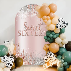 Lofaris Rose Gold Sweet 16 Birthday Double Sided Arch Backdrop