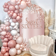 Lofaris Rose Gold Sweet 16 Birthday Double Sided Arch Backdrop