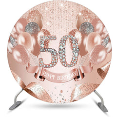 Lofaris Rose Pink Balloon Round 50th Birthday Party Backdrop