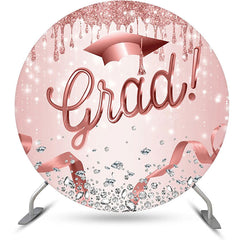 Lofaris Rose Pink Sparkle Cap Round Congrats Grad Backdrop