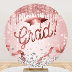 Lofaris Rose Pink Sparkle Cap Round Congrats Grad Backdrop