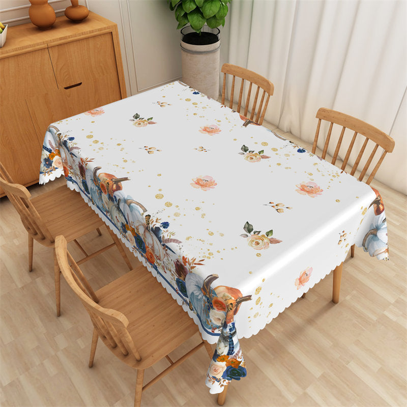 Lofaris Rose Pumpkin Thanksgiving Restaurant Tablecloth