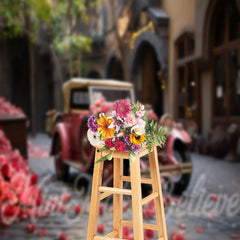 Lofaris Rose Street Outdoor Pink Truck Backdrop Cake Smash