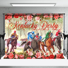 Lofaris Rose Watercolor Horserace Kentucky Derby Backdrop