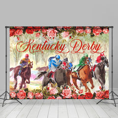 Lofaris Rose Watercolor Horserace Kentucky Derby Backdrop