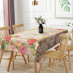 Lofaris Roses Flower Garden Wooden Rectangle Tablecloth