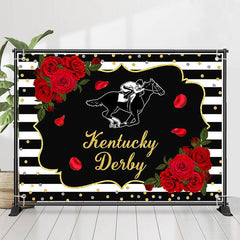 Lofaris Roses Horse Race Black White Kentucky Derby Backdrop