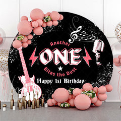 Lofaris Round Another One Music Black 1st Birthday Backdrop