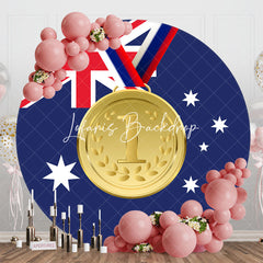 Lofaris Round Australian Flag Gold Metal Sports Backdrop