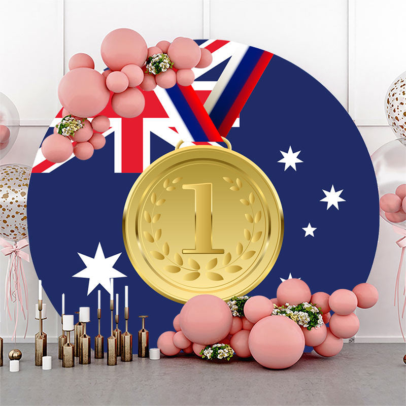 Lofaris Round Australian Flag Gold Metal Sports Backdrop