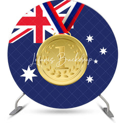 Lofaris Round Australian Flag Gold Metal Sports Backdrop