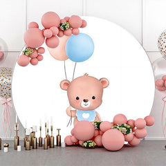 Lofaris Round Balloon Bear Baby Shower Backdrop For Boys