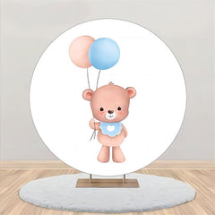 Lofaris Round Balloon Bear Baby Shower Backdrop For Boys