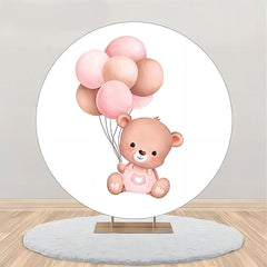 Lofaris Round Balloons White Teddy Bear Baby Shower Backdrop