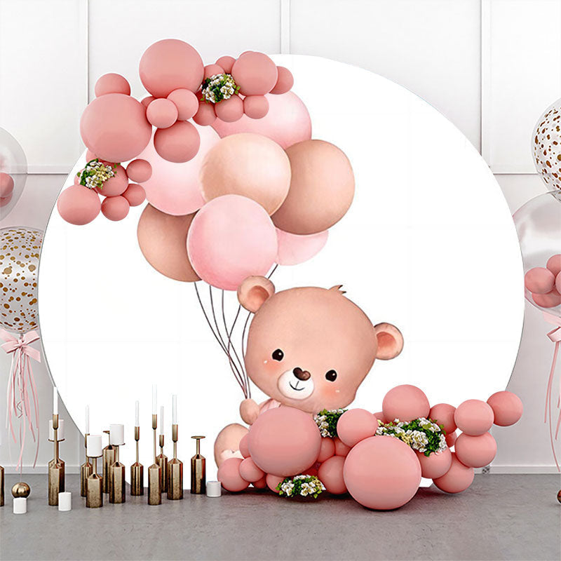 Lofaris Round Balloons White Teddy Bear Baby Shower Backdrop