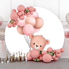 Lofaris Round Balloons White Teddy Bear Baby Shower Backdrop