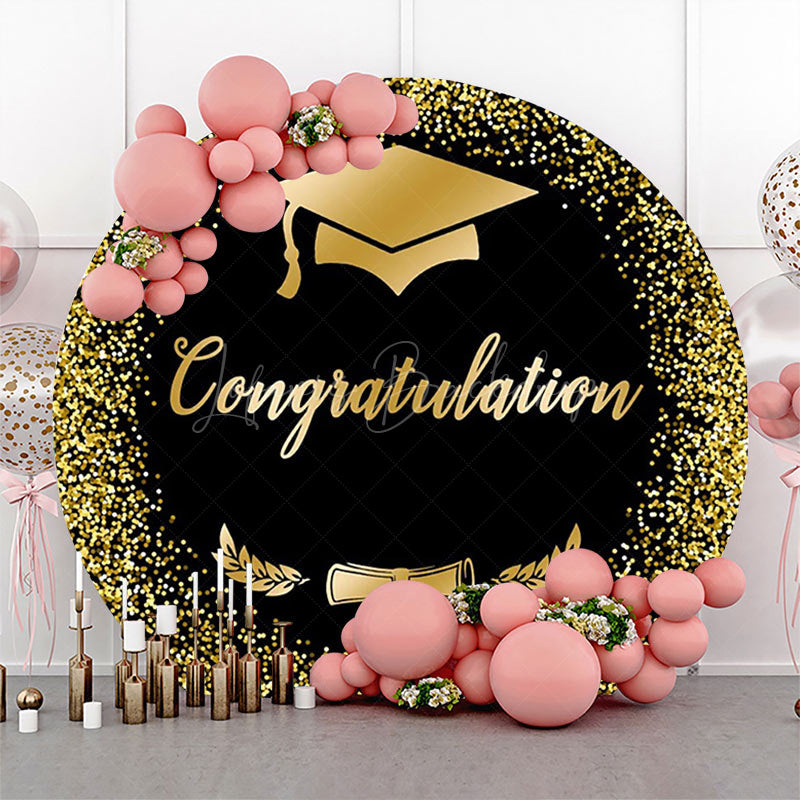 Lofaris Round Black Gold Cap Congrats Grad Party Backdrop