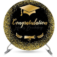 Lofaris Round Black Gold Cap Congrats Grad Party Backdrop