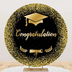 Lofaris Round Black Gold Cap Congrats Grad Party Backdrop