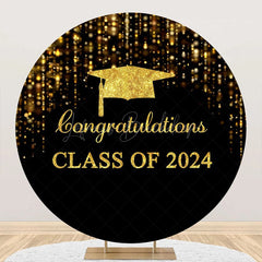 Lofaris Round Black Gold Class 2024 Congrats Grad Backdrop