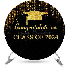 Lofaris Round Black Gold Class 2024 Congrats Grad Backdrop