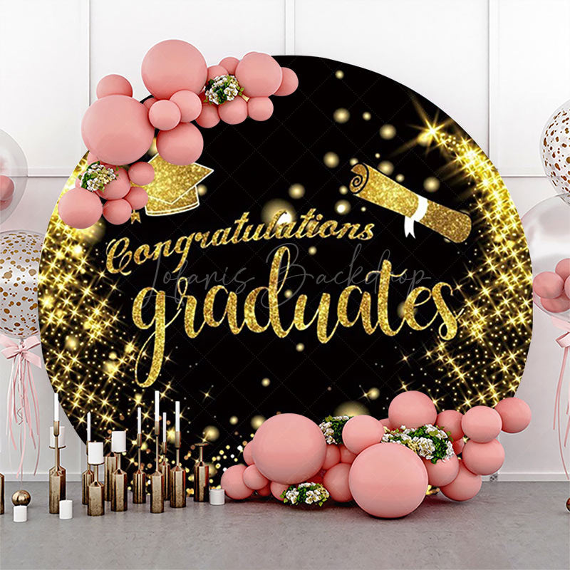 Lofaris Round Black Gold Congratulation Backdrop For Grad