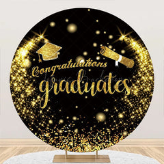 Lofaris Round Black Gold Congratulation Backdrop For Grad