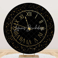 Lofaris Round Black Gold Laeacco Clock Birthday Backdrop