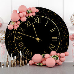 Lofaris Round Black Gold Laeacco Clock Birthday Backdrop