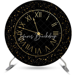 Lofaris Round Black Gold Laeacco Clock Birthday Backdrop