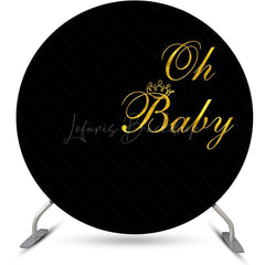 Lofaris Round Black Gold Oh Baby Boy Gender Reveal Backdrop