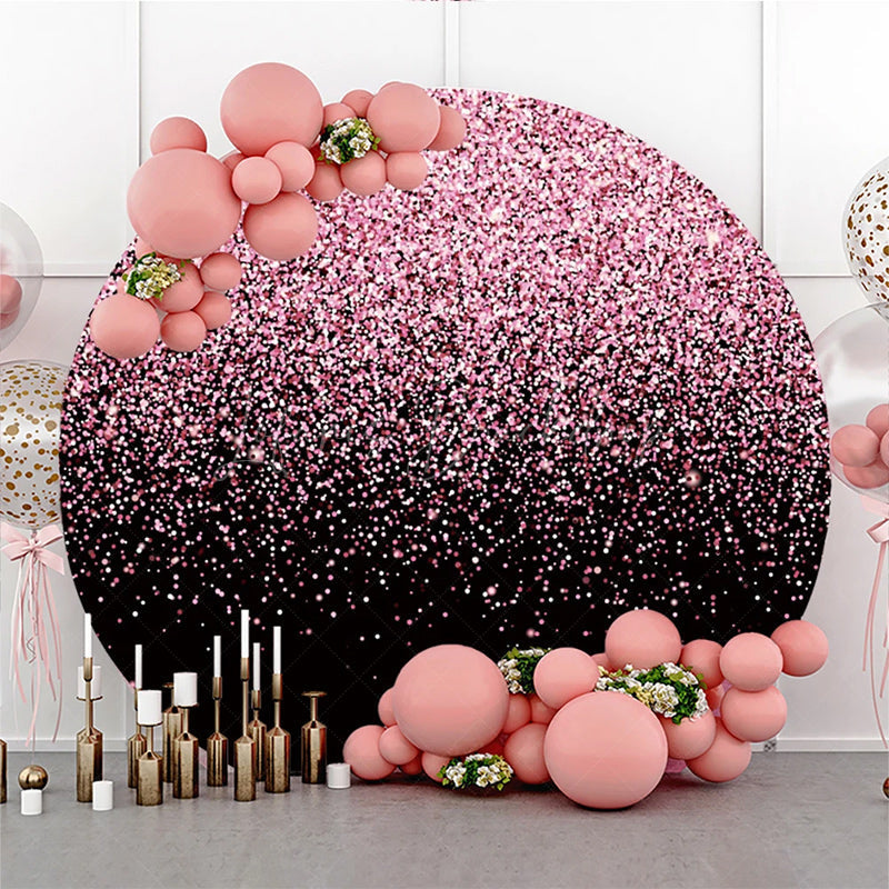 Lofaris Round Black Pink Sparkling Backdrop For Birthday