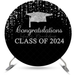 Lofaris Round Black Silver Class 2024 Congrats Grad Backdrop